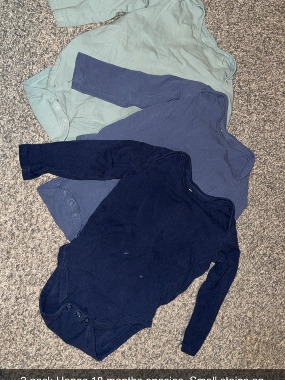 Hanes Boys Long Sleeve Bodysuit 3-Pack in Navy, Blue & Seafoam